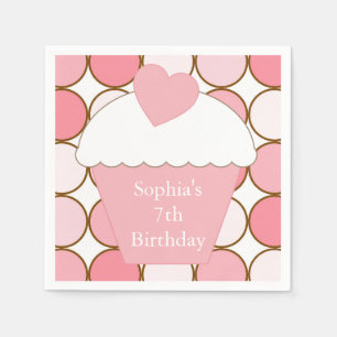Guardanapo De Papel Cupcake de pontos rosa