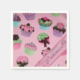 Guardanapo De Papel Cupcake rosa-branca-Bolinhas Nápoles