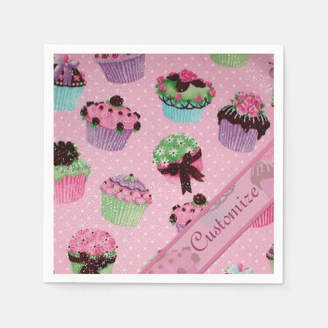 Guardanapo De Papel Cupcake rosa-branca-Bolinhas Nápoles (Frente)