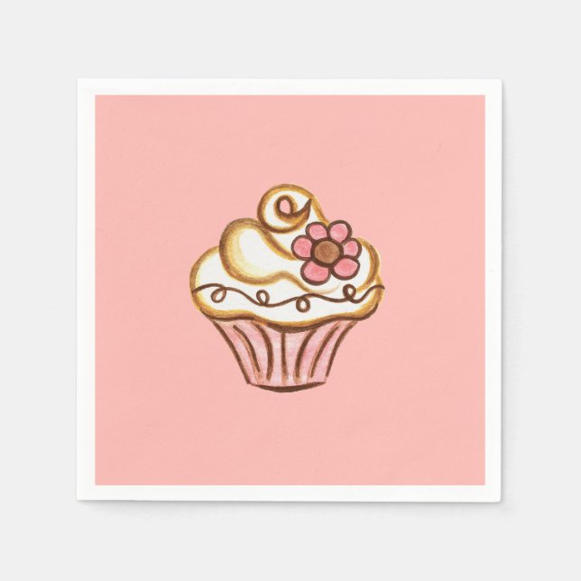 Guardanapo De Papel Cupcake Rosa Napkins (Frente)