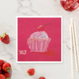 Guardanapo De Papel Cupcake with strawberry Frosting