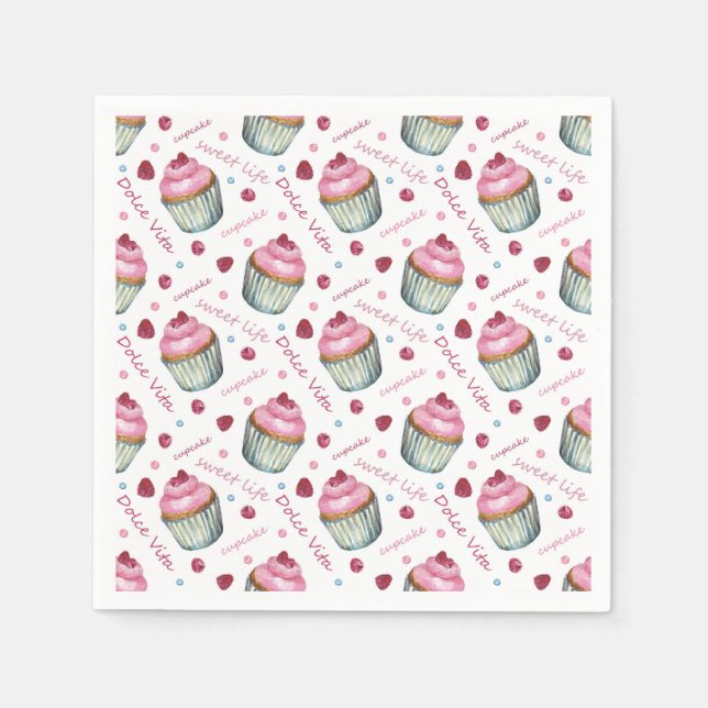 Guardanapo De Papel Cupcakes de aquarela (Frente)
