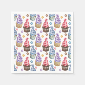 Guardanapo De Papel Cupcakes de aquarela coloridos