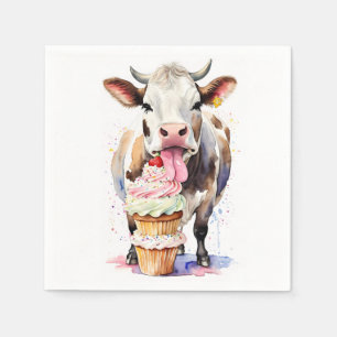 Guardanapo De Papel Cupcakes Engraçados De Licenciamento De Vaca Para