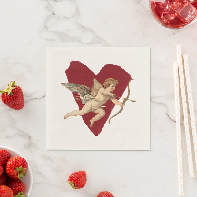 Guardanapo De Papel Cupido Clássico Romântico Casamento Moderno Elegan (Insitu)