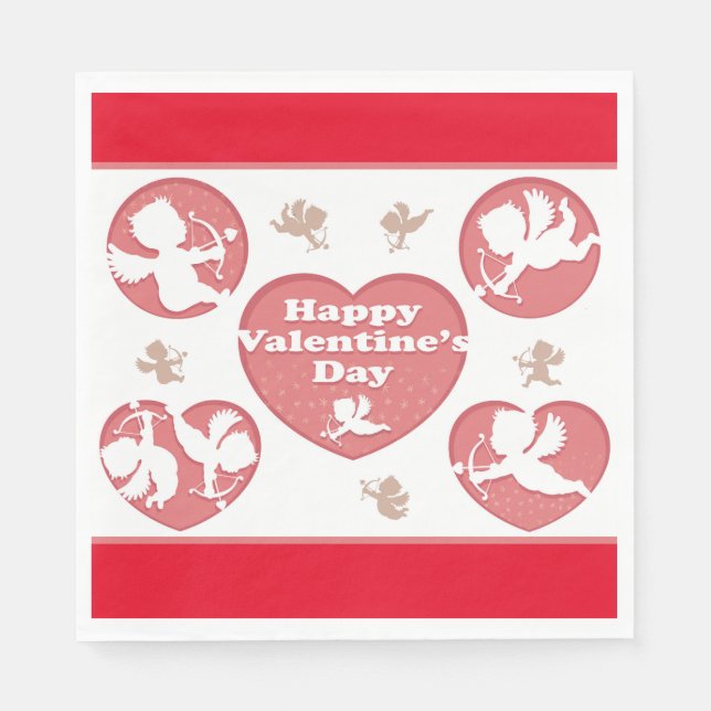 Guardanapo De Papel Cupidos Rosa de São Valentim (Frente)