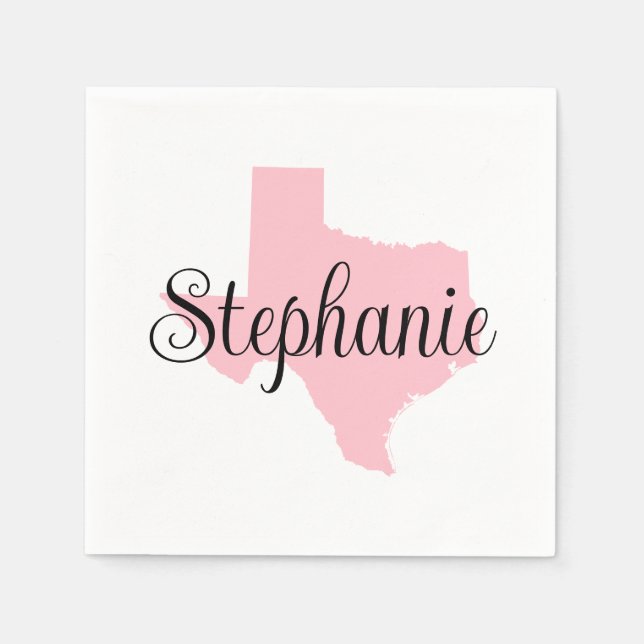 Guardanapo De Papel Curly Script Name Pink Texas (Frente)