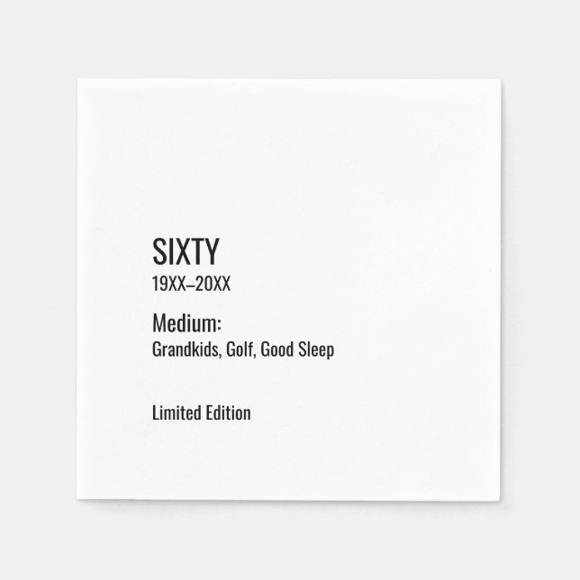 Guardanapo De Papel Custom 60th Birthday Funny Museum Label Chic (Frente)
