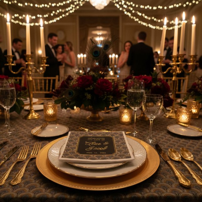 Guardanapo De Papel Custom Art Deco Embroidered-Style Wedding Napkins (Criador carregado)