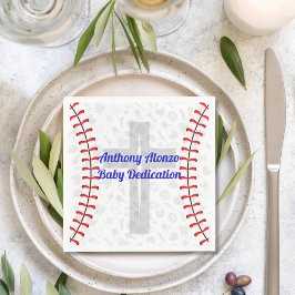 Guardanapo De Papel Custom Baseball Baby Dedication Napkins w/ Cross