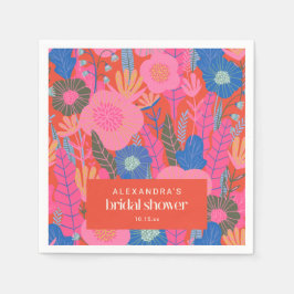 Guardanapo De Papel Custom Bridal Shower Boho Floral Pink Red Stylish