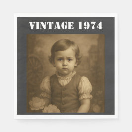 Guardanapo De Papel Custom Childhood Photo & Year Vintage Personalized