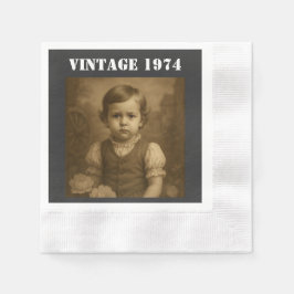 Guardanapo De Papel Custom Childhood Photo & Year Vintage Personalized