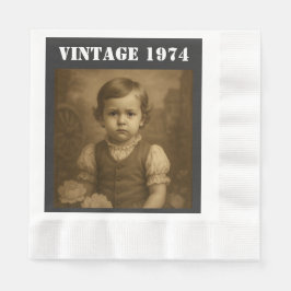 Guardanapo De Papel Custom Childhood Photo & Year Vintage Personalized