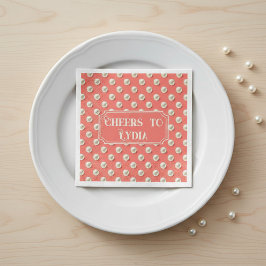 Guardanapo De Papel Custom Coral Paper Napkins with Pearl Accents