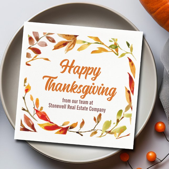 Guardanapo De Papel Custom Happy Thanksgiving Autumn Leaves Company (Criador carregado)