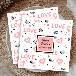 Guardanapo De Papel Custom Love Text Hearts Hand Drawn Valentine Napki