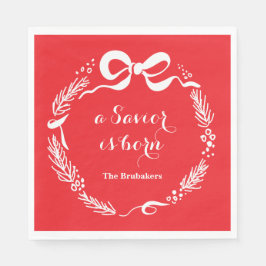 Guardanapo De Papel Custom Modern Luke 2 Scripture Red Christmas