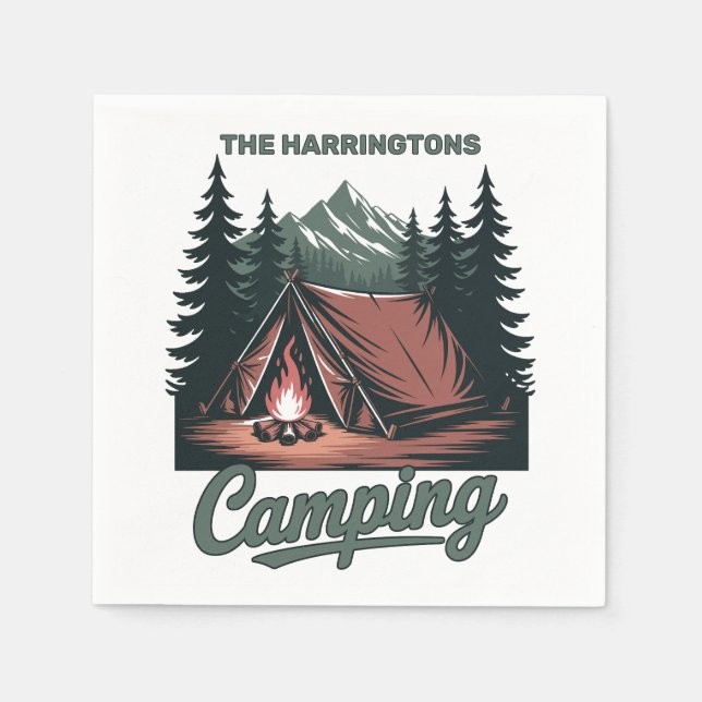 Guardanapo De Papel Custom Name Camping (Frente)