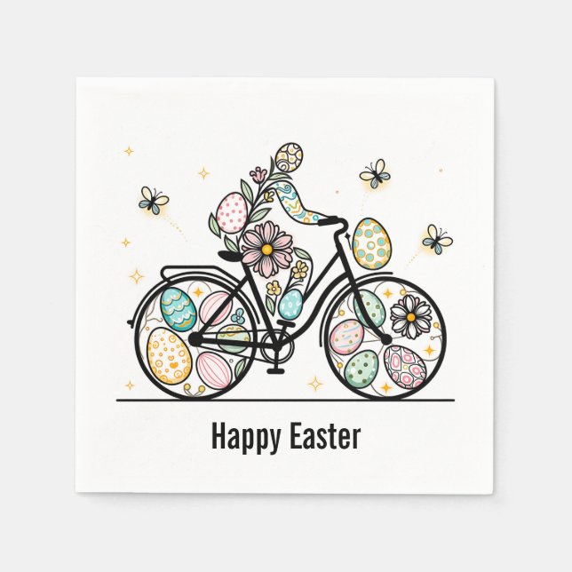 Guardanapo De Papel Custom Name Easter Bicycle Design (Frente)