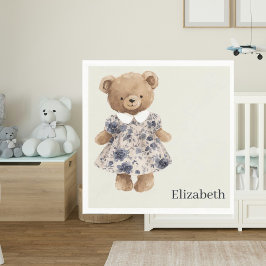 Guardanapo De Papel Custom Name Teddy Bear Girl Baby Shower