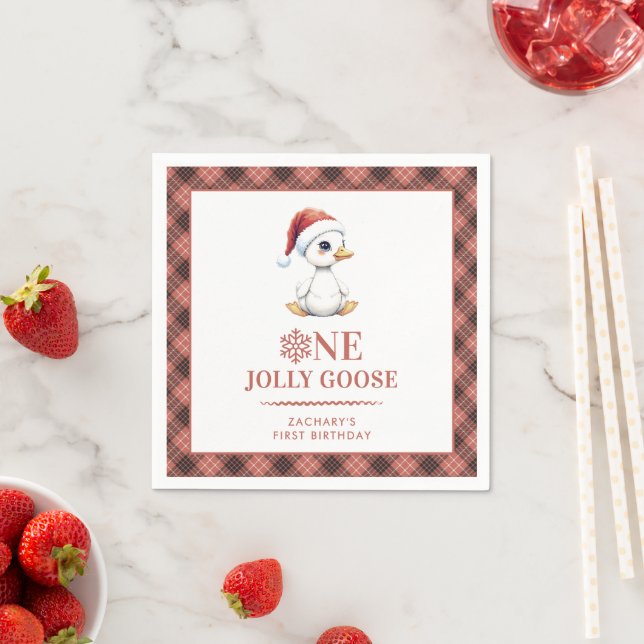 Guardanapo De Papel Custom One Jolly Goose December First Birthday (Insitu)