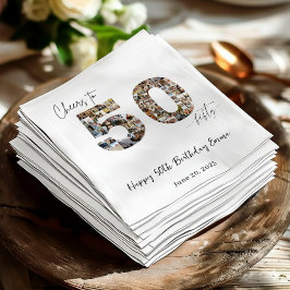 Guardanapo De Papel Custom Photo Collage 50th Birthday Party Napkins
