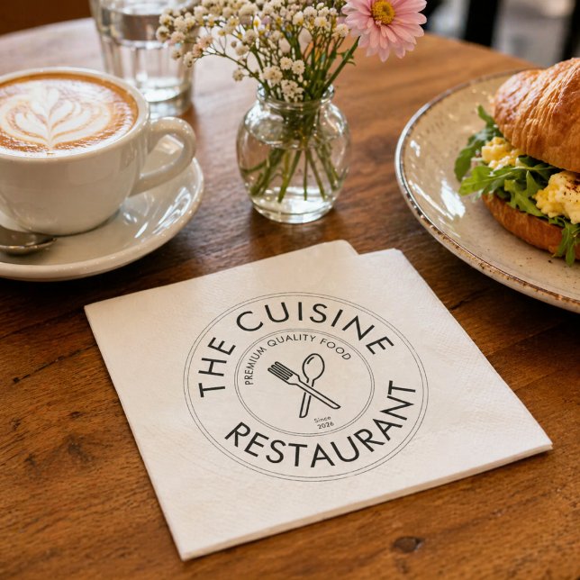 Guardanapo De Papel Custom Restaurant Logo Modern Square  (Custom Restaurant Logo Modern Square Napkins)