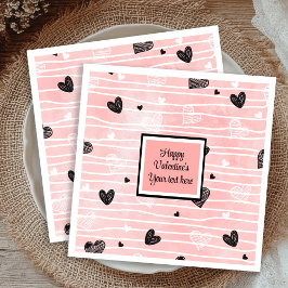 Guardanapo De Papel Custom Sketch Hearts Romantic Valentine Tableware