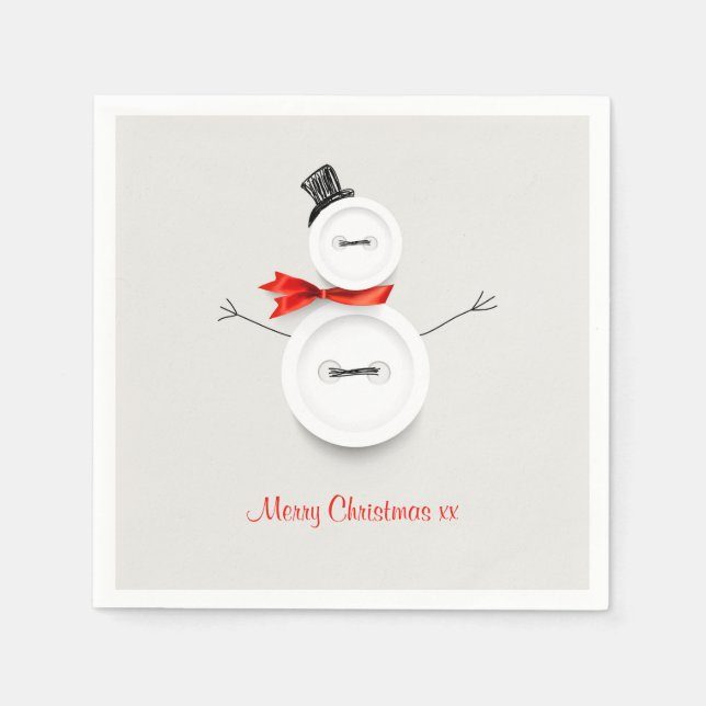 Guardanapo De Papel Custom Snowman Merry Christmas Paper Napkins (Frente)