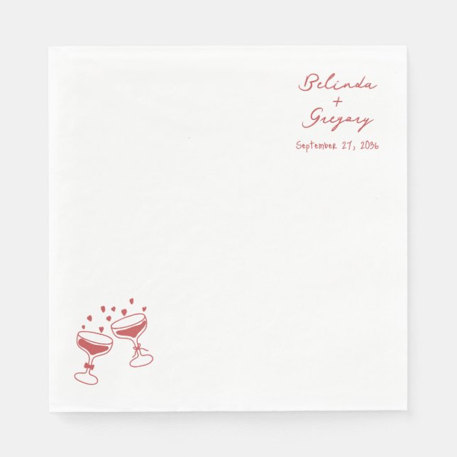 Guardanapo De Papel Custom Sparkling Wine Tower Doodles Wedding (Frente)