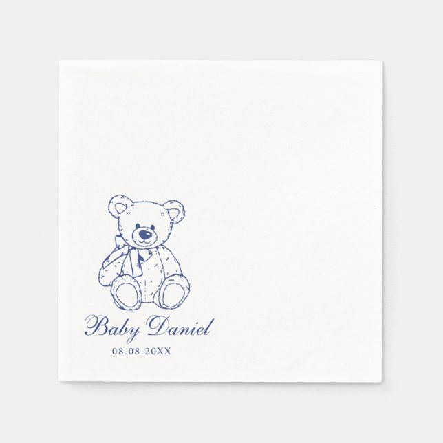 Guardanapo De Papel Custom Teddy Bear Baby Shower (Frente)