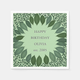 Guardanapo De Papel Custom text eucalyptus Frame Napkin – sage green