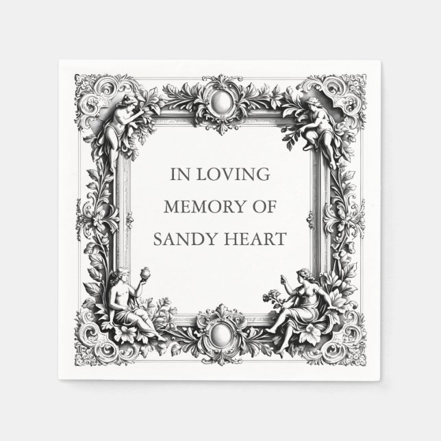 Guardanapo De Papel Custom Victorian Scroll Frame – Elegant funeral (Frente)