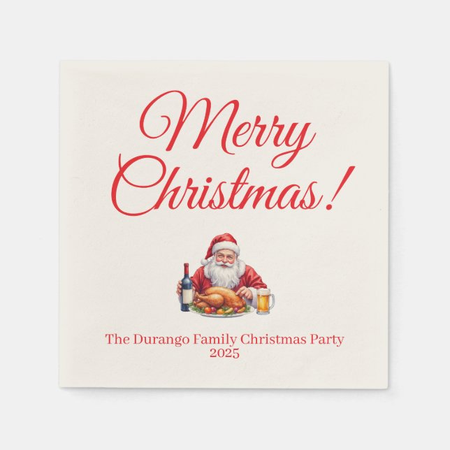 Guardanapo De Papel Customisable Jolly Santa Claus Christmas Party (Frente)