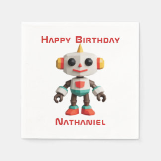 Guardanapo De Papel Customizable Robot Kids