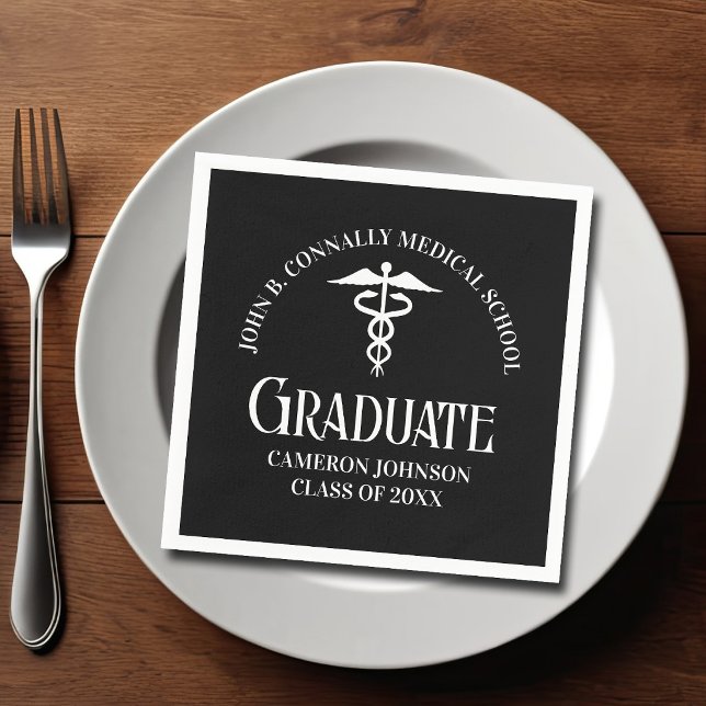 Guardanapo De Papel Customized Black Medical School Graduation Party (Criador carregado)