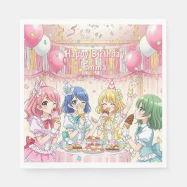 Guardanapo De Papel Cute Anime Girl's Ice Cream Birthday Party  