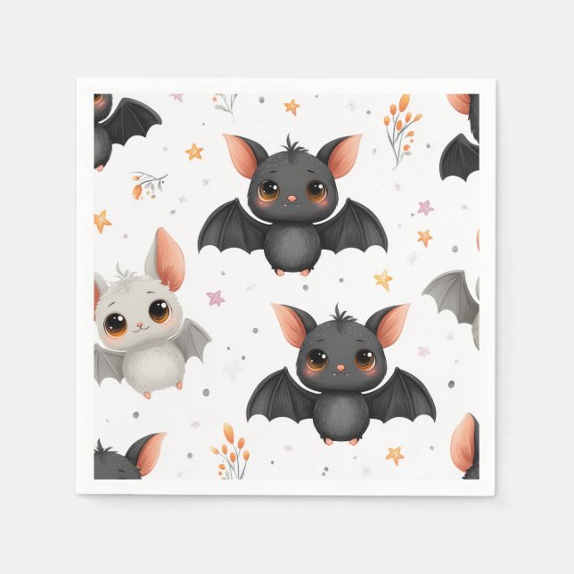 Guardanapo De Papel Cute Baby Bats Halloween Party Napkins (Frente)