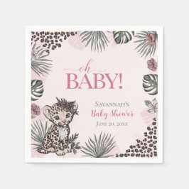 Guardanapo De Papel Cute Baby Girl Leopard Cub Pink Baby Shower