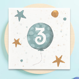 Guardanapo De Papel Cute Blue Balloon Boy Third Birthday Party