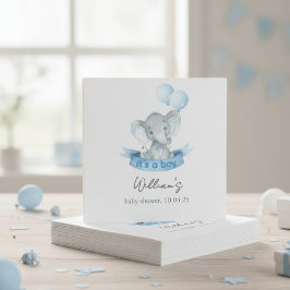 Guardanapo De Papel Cute Blue Elephant Boy Baby Shower Napkins