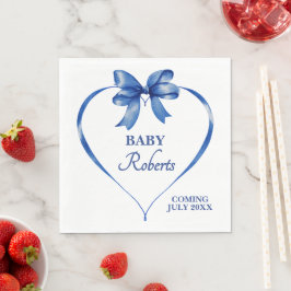 Guardanapo De Papel Cute Blue Heart Boy Baby Shower