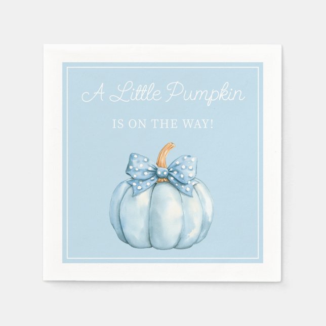 Guardanapo De Papel Cute Blue Pumpkin Boy Baby Shower (Frente)