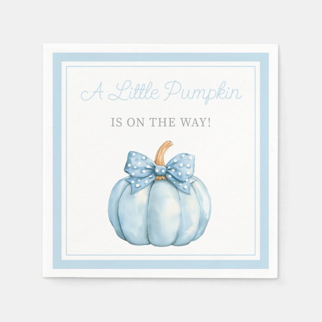 Guardanapo De Papel Cute Blue Pumpkin Boy Baby Shower (Frente)