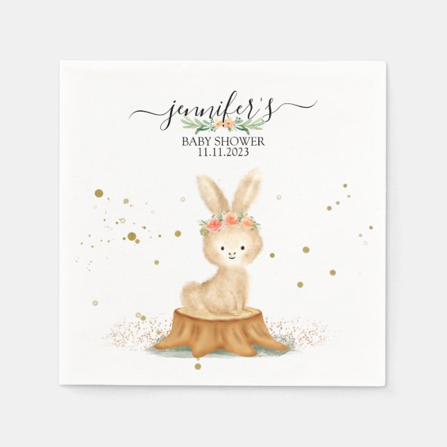 Guardanapo De Papel Cute Bunny Rabbit wildlife baby newborn (Frente)
