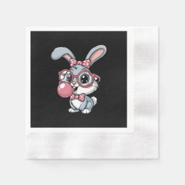 Guardanapo De Papel Cute Bunny with Glasses Blowing Bubble Gum