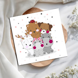 Guardanapo De Papel Cute Cartoon Animals Gender Neutral Baby Shower