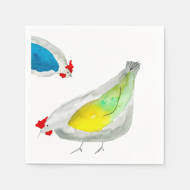 Guardanapo De Papel Cute chickens watercolor (Frente)