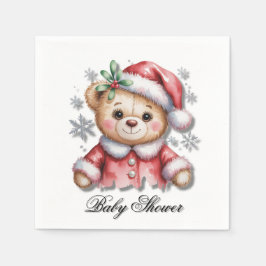 Guardanapo De Papel Cute Christmas Bear and Snowflakes